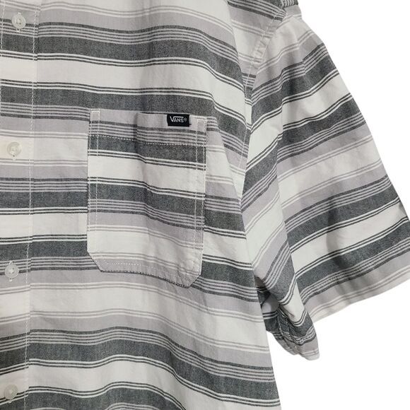 Vans Off The Wall Men's Shirt White Gray Plaid Button Up Short Sleeve XXL - Picture 2 of 6
